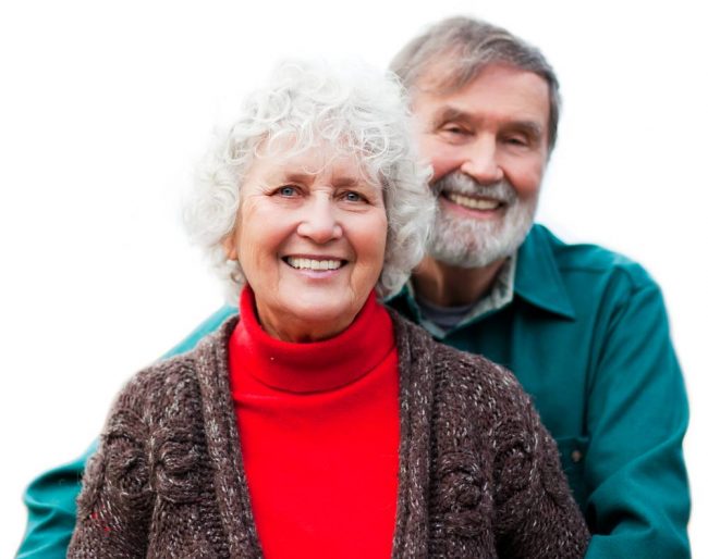 Elderly couple smiling